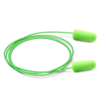 Moldex Pura-Fit Earplug, One Size, Disposable, Tapered, Corded, Bright Green Plug, Green Cord 6900